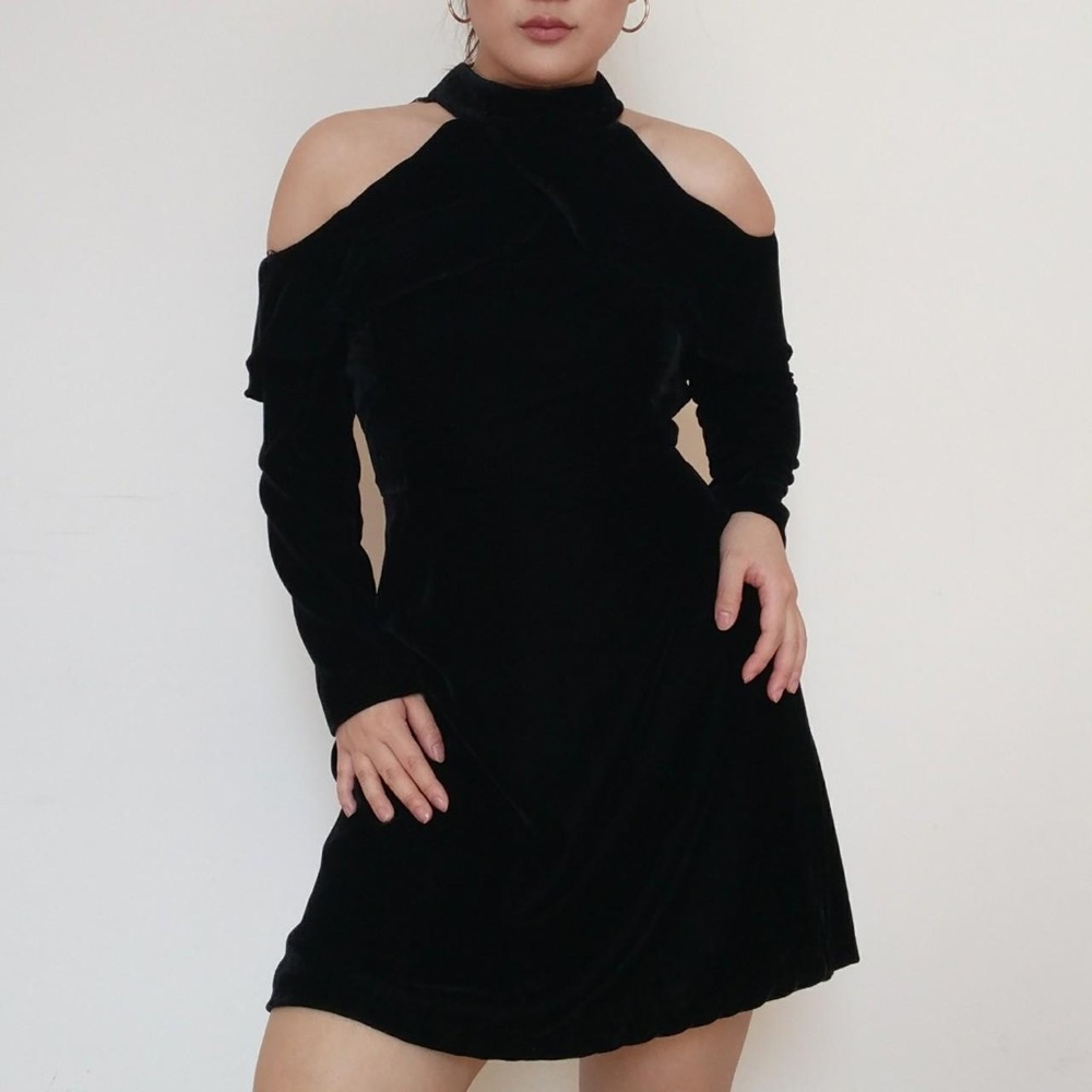 Zara Velvet Cold Shoulder Mini dress